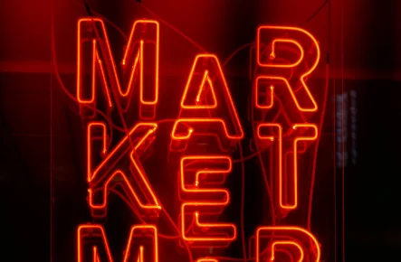 Red neon marketing sign