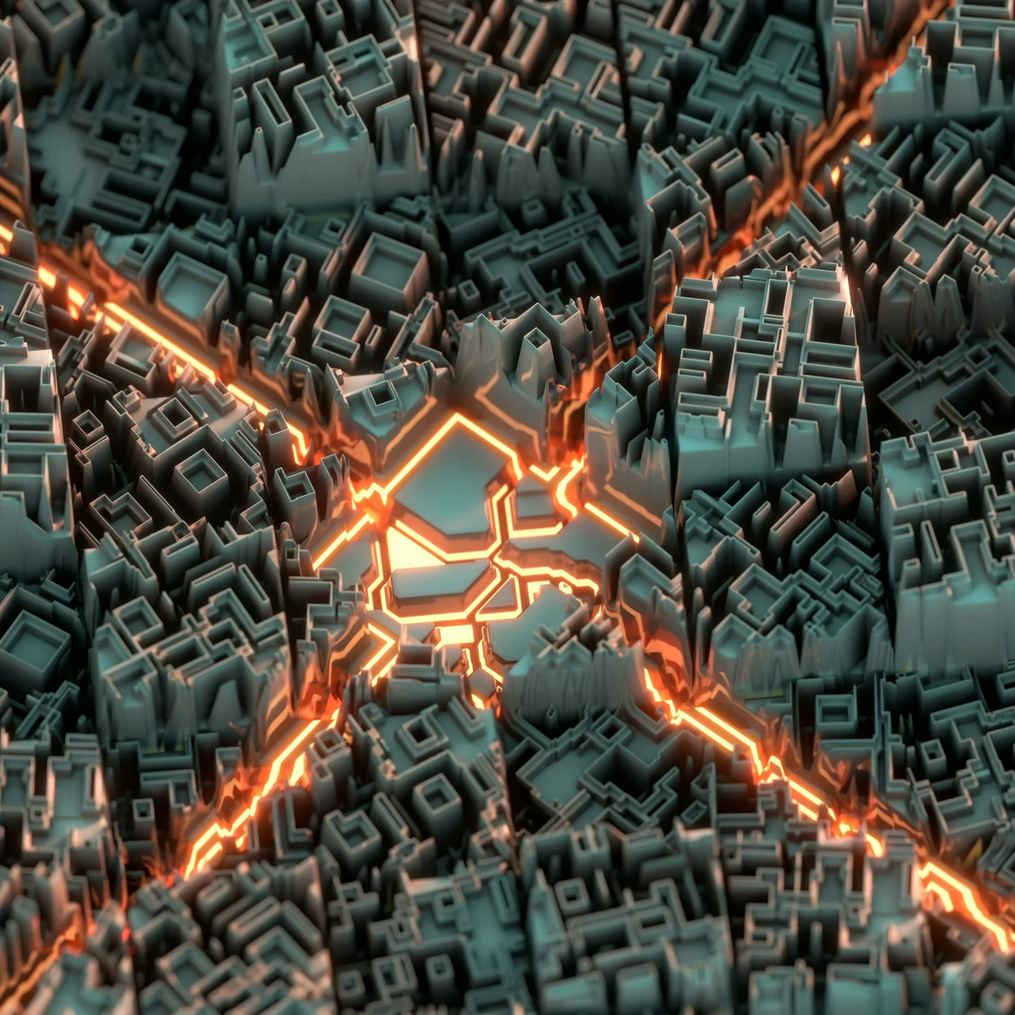 Illuminated digital network over a city model