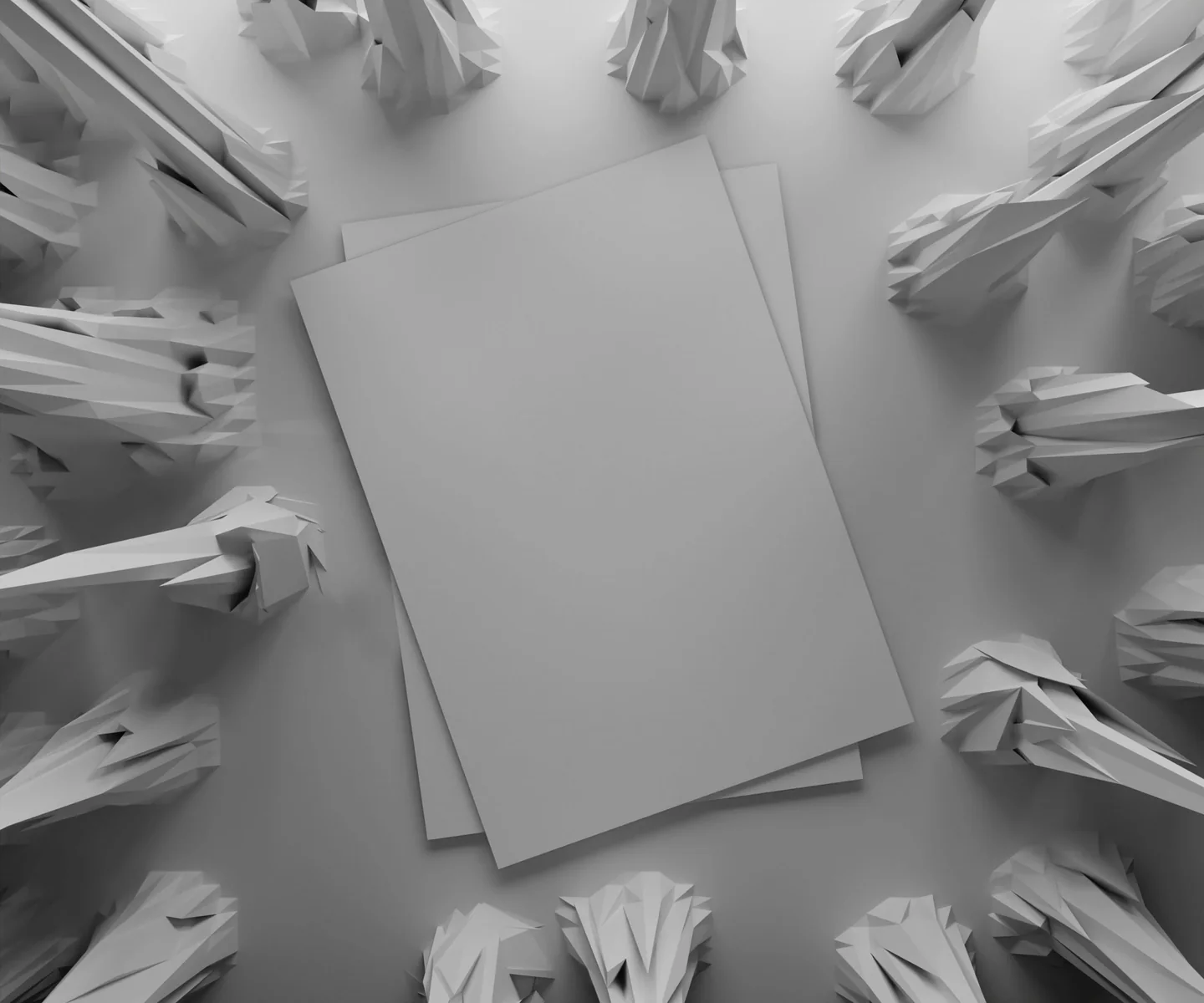 Blank contract papers surrounded by discarded draft pages