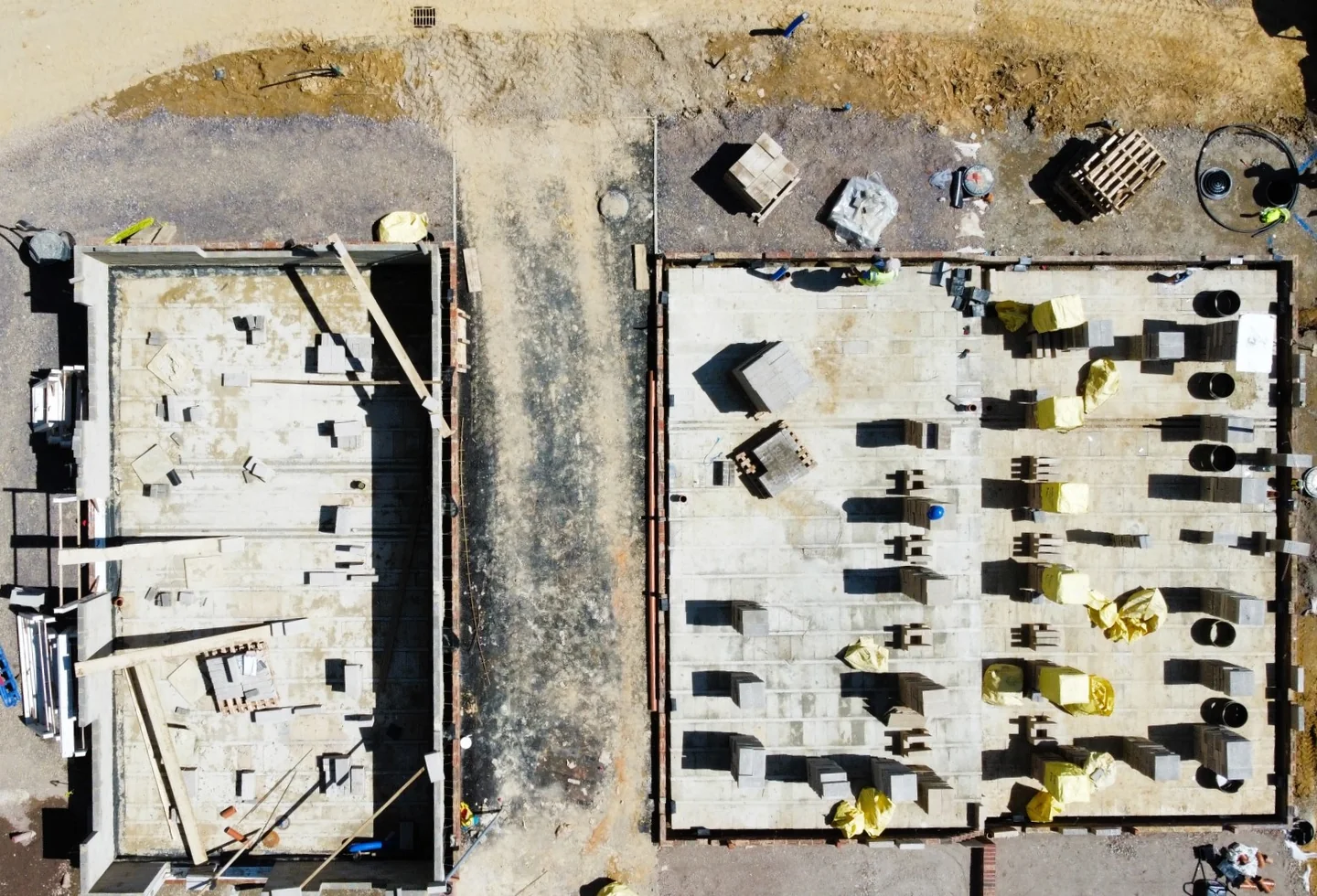Aerial view of a housing development under construction