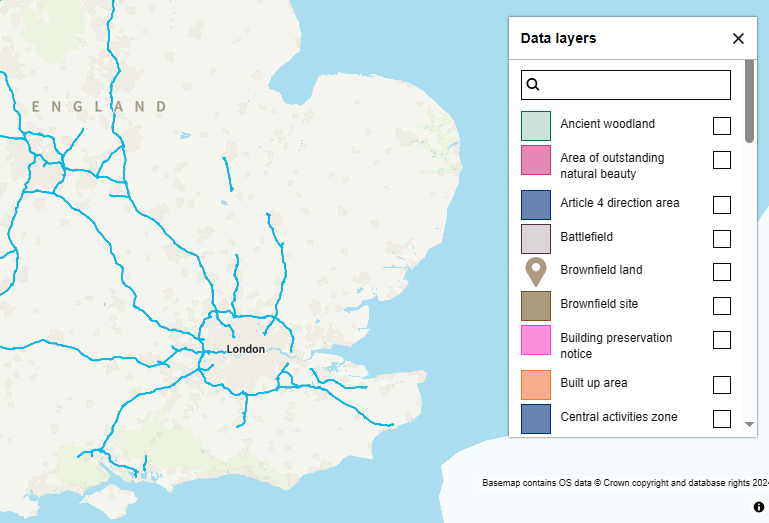 Preview of the Planning Data map for England